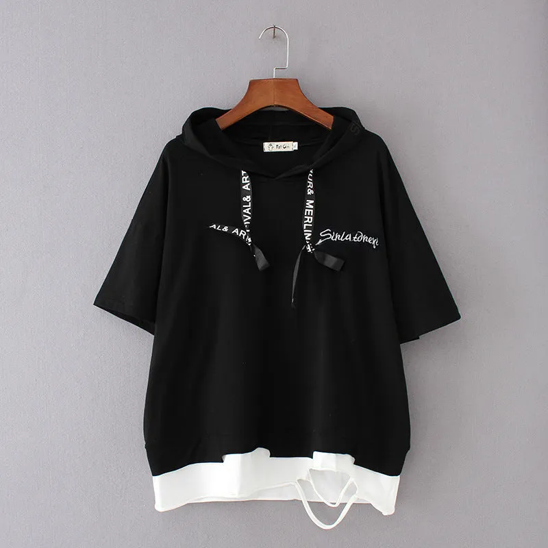 Big and Loose Casual Short-sleeved Embroidered T-shirts