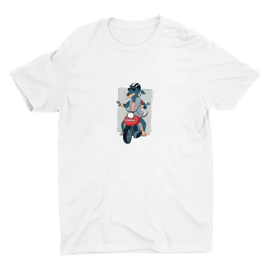 Biker Dachshund Dog On Cotton Tee