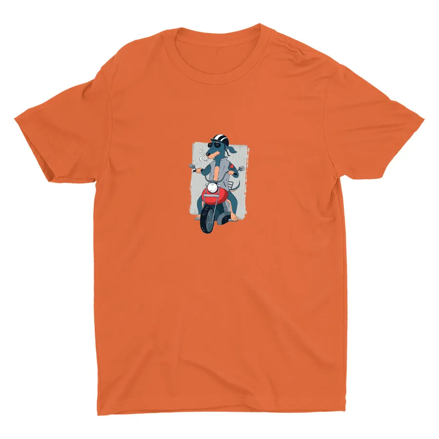Biker Dachshund Dog On Cotton Tee