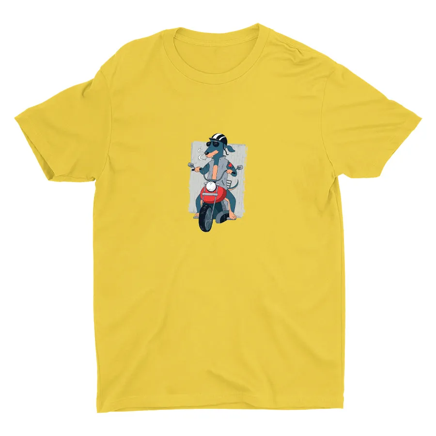 Biker Dachshund Dog On Cotton Tee