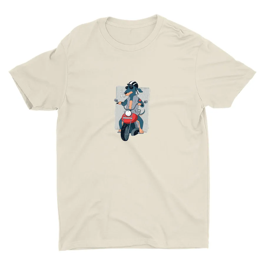 Biker Dachshund Dog On Cotton Tee