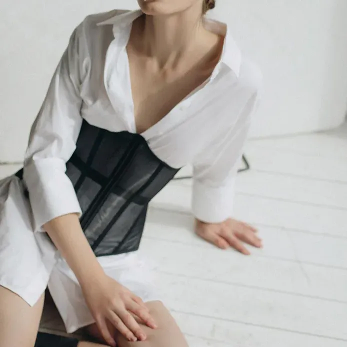 Black External Under-bust See through Corset