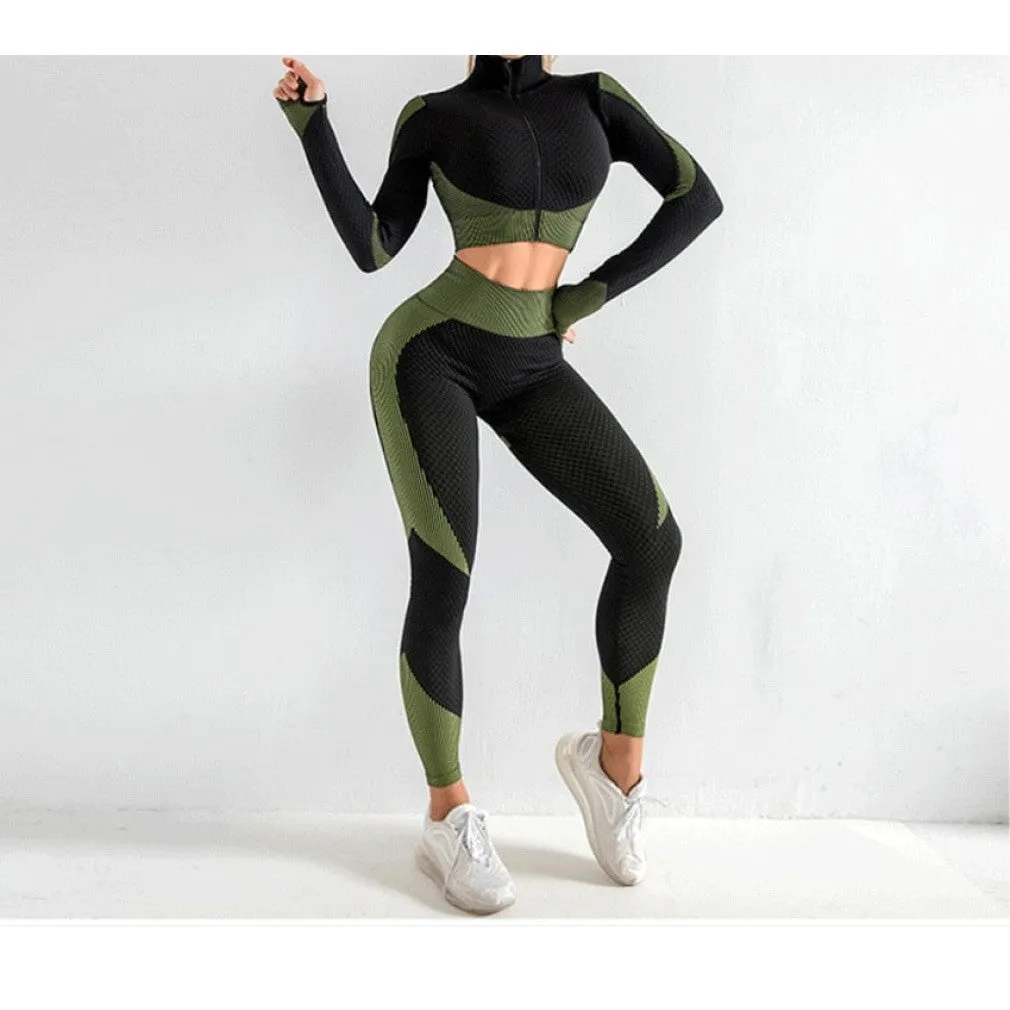 ContiNent 33 Seamless Women Yoga Sets Female Sport Gym Suits Wear Running Clothes Women Fitness Sport Gym Set Women Long Sleeve Yoga Clothing