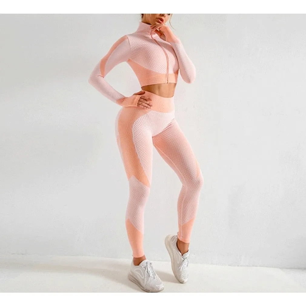 ContiNent 33 Seamless Women Yoga Sets Female Sport Gym Suits Wear Running Clothes Women Fitness Sport Gym Set Women Long Sleeve Yoga Clothing