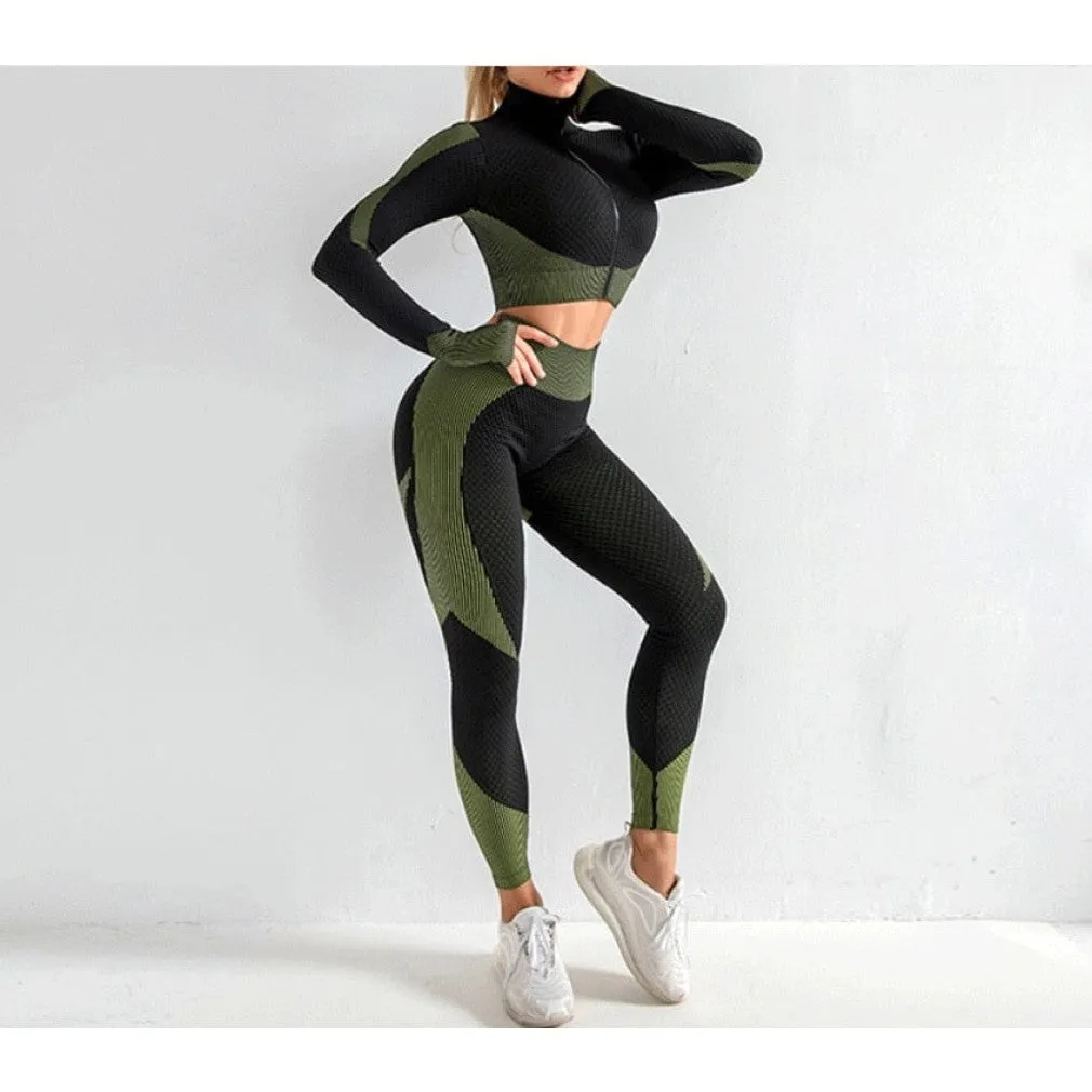 ContiNent 33 Seamless Women Yoga Sets Female Sport Gym Suits Wear Running Clothes Women Fitness Sport Gym Set Women Long Sleeve Yoga Clothing