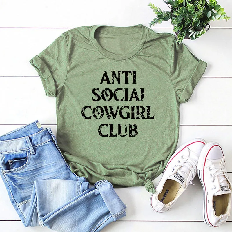 Cotton Anti Social Cowgirl T-shirt
