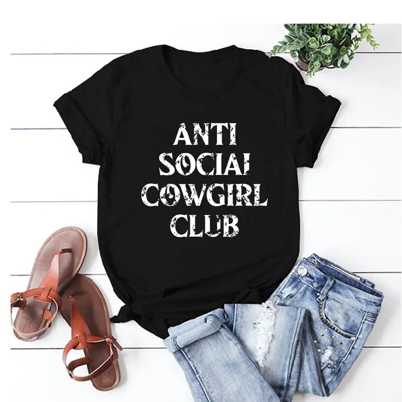 Cotton Anti Social Cowgirl T-shirt