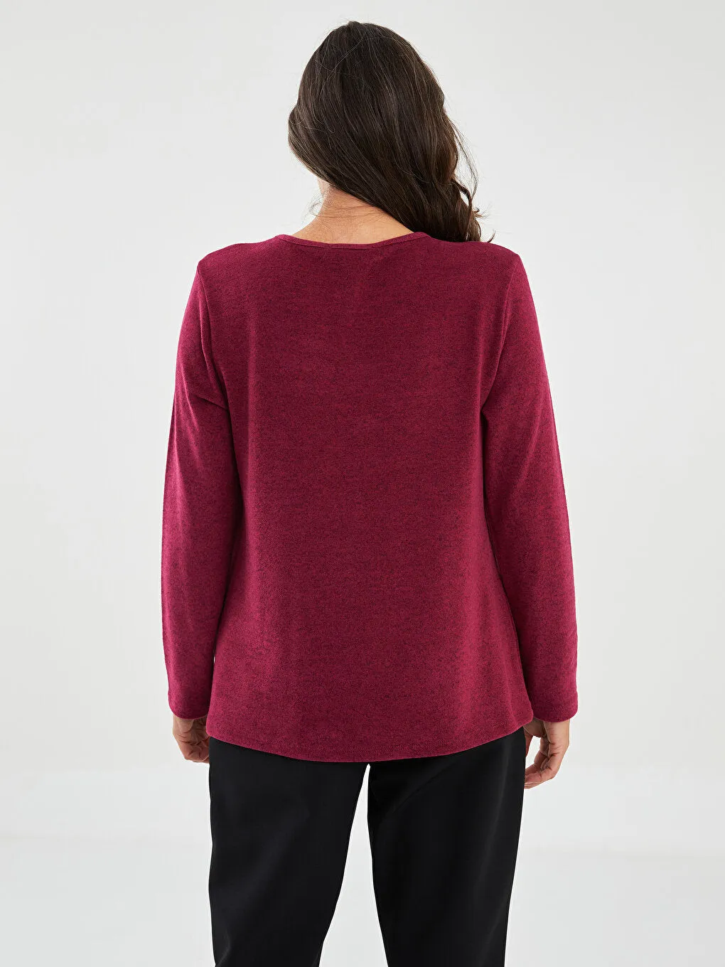 Crew Neck Patterned Long Sleeve Women's T-Shirt