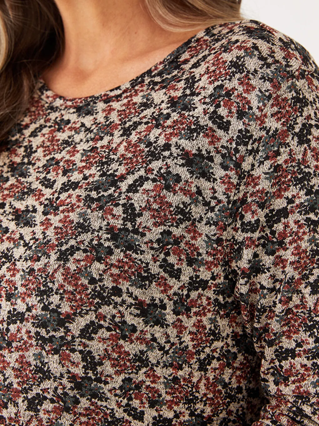 Crew Neck Patterned Long Sleeve Women's T-Shirt