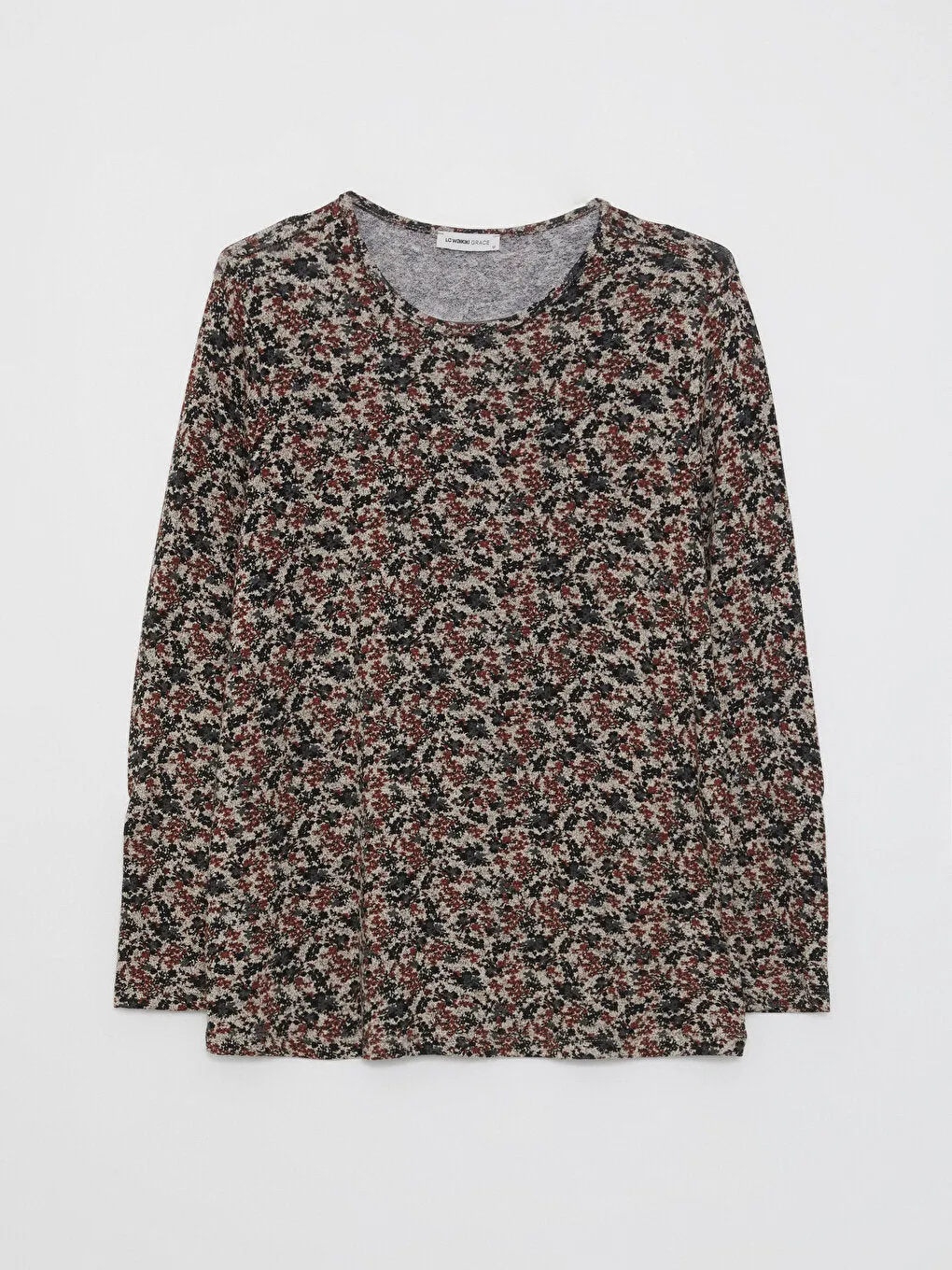 Crew Neck Patterned Long Sleeve Women's T-Shirt