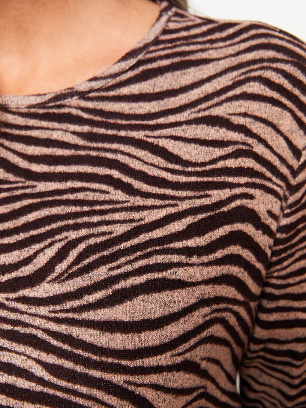 Crew Neck Patterned Long Sleeve Women's T-Shirt