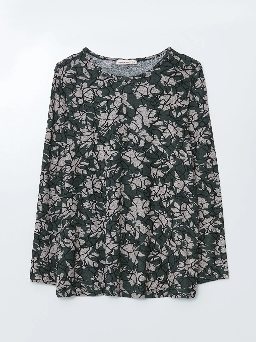 Crew Neck Patterned Long Sleeve Women's T-Shirt