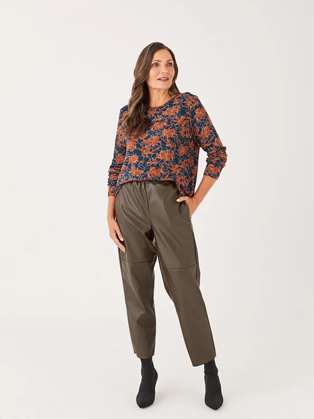 Crew Neck Patterned Long Sleeve Women's T-Shirt
