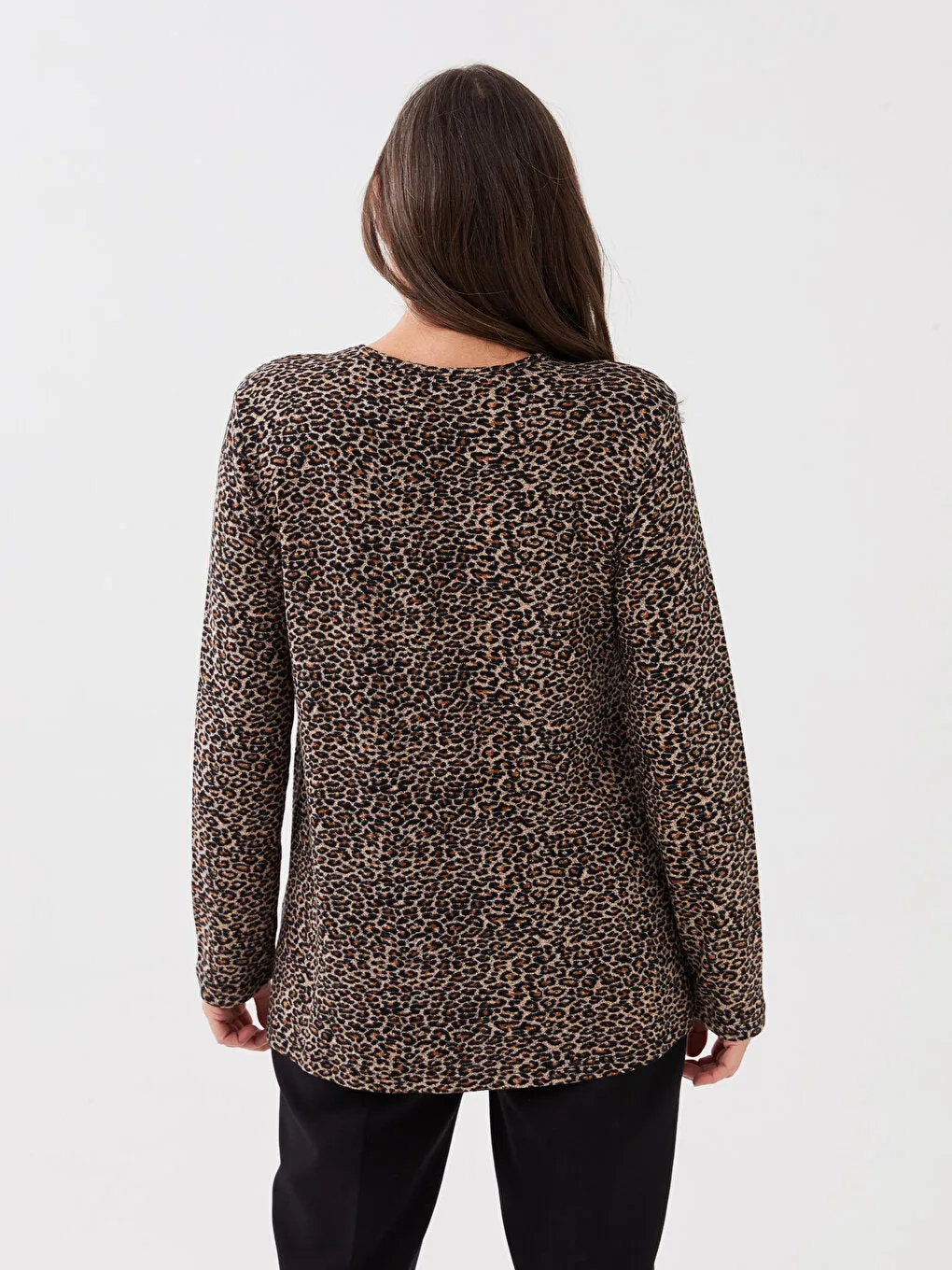 Crew Neck Patterned Long Sleeve Women's T-Shirt