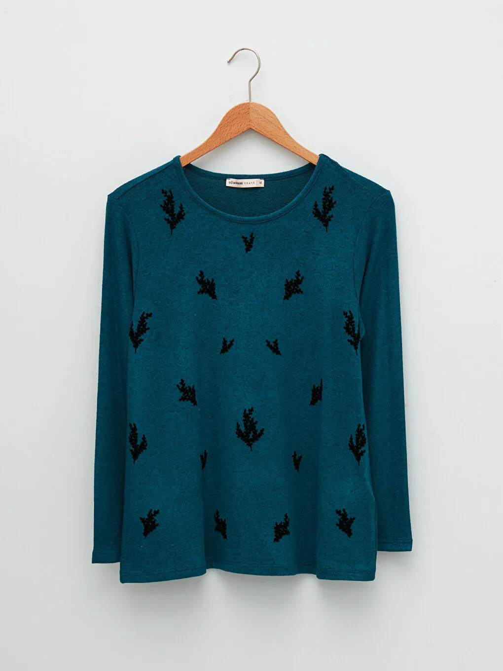 Crew Neck Patterned Long Sleeve Women's T-Shirt