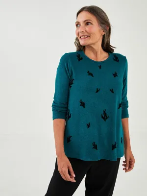 Crew Neck Patterned Long Sleeve Women's T-Shirt