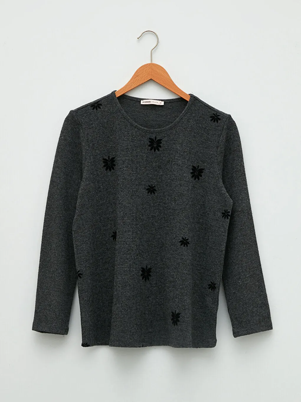 Crew Neck Patterned Long Sleeve Women's T-Shirt