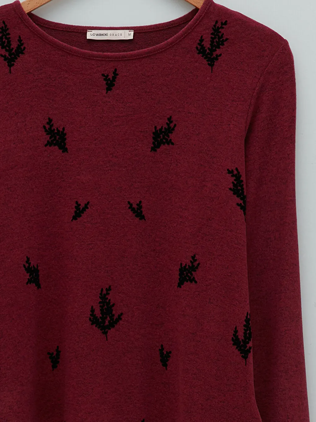 Crew Neck Patterned Long Sleeve Women's T-Shirt