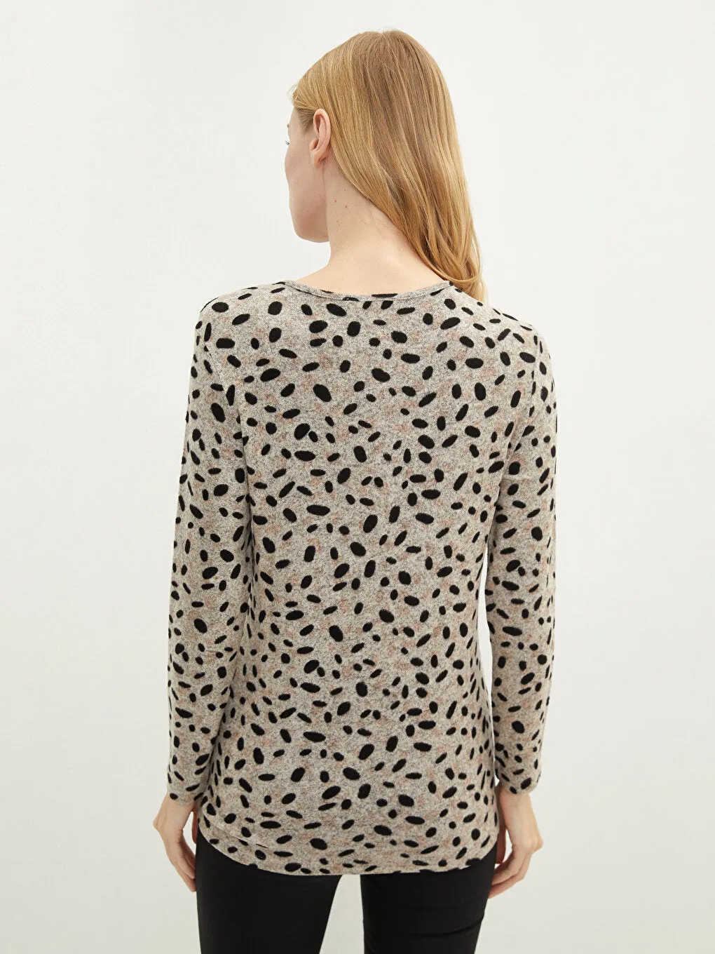 Crew Neck Patterned Long Sleeve Women's T-Shirt