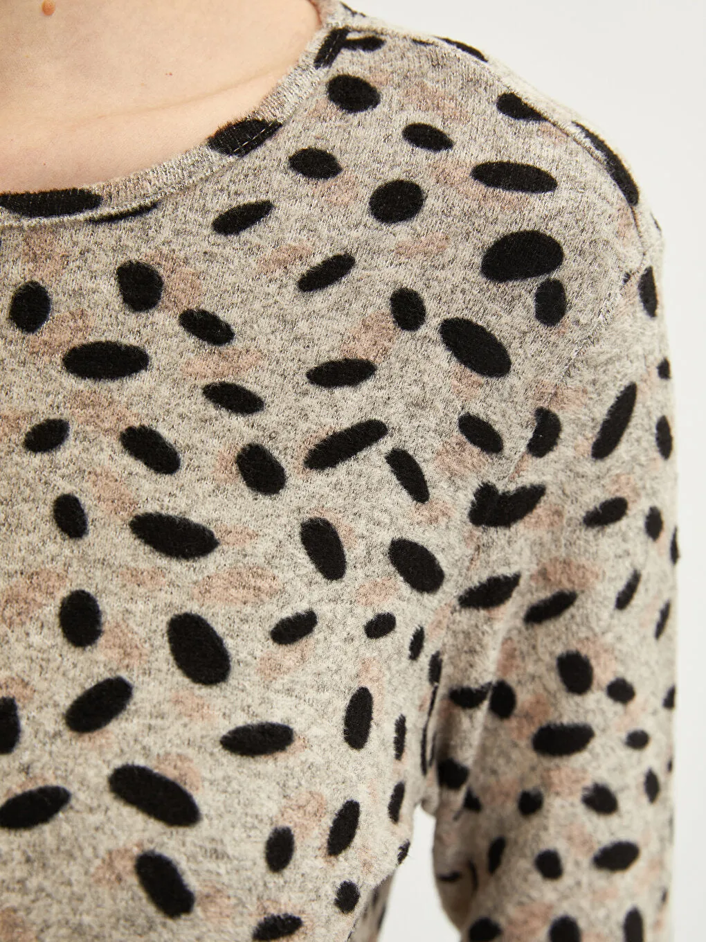 Crew Neck Patterned Long Sleeve Women's T-Shirt