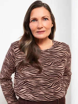 Crew Neck Patterned Long Sleeve Women's T-Shirt