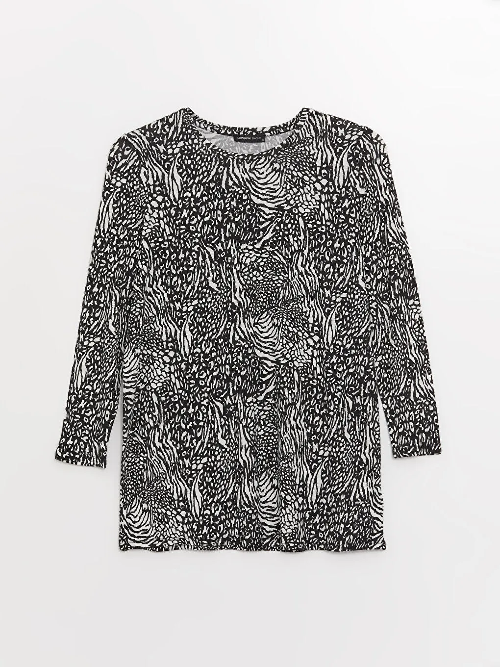 Crew Neck Patterned Long Sleeve Women's T-Shirt