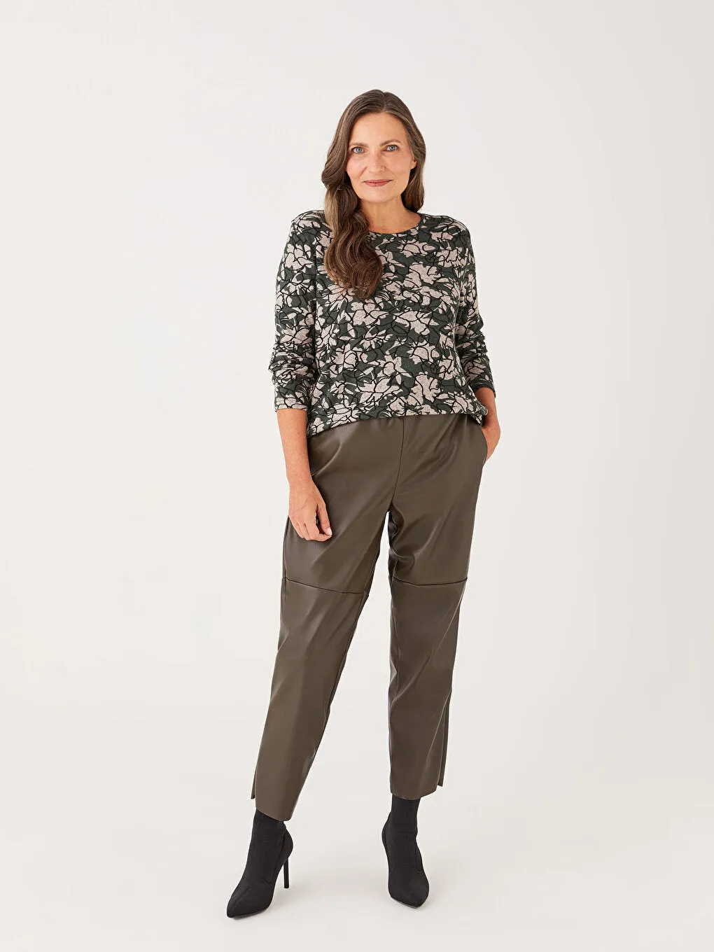 Crew Neck Patterned Long Sleeve Women's T-Shirt