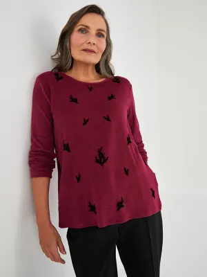 Crew Neck Patterned Long Sleeve Women's T-Shirt