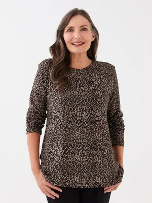 Crew Neck Patterned Long Sleeve Women's T-Shirt