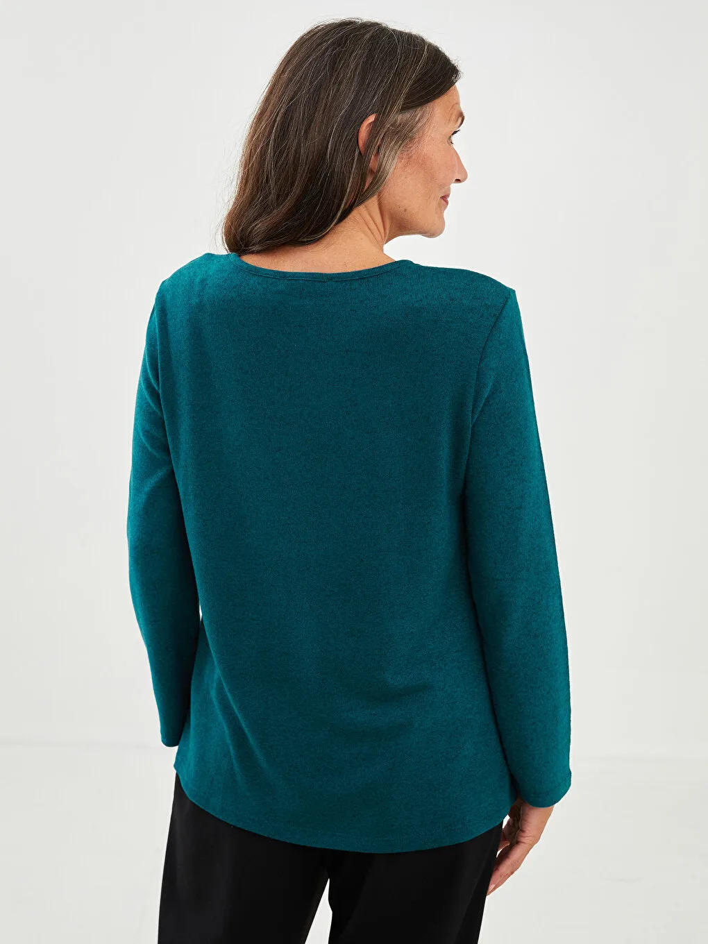 Crew Neck Patterned Long Sleeve Women's T-Shirt