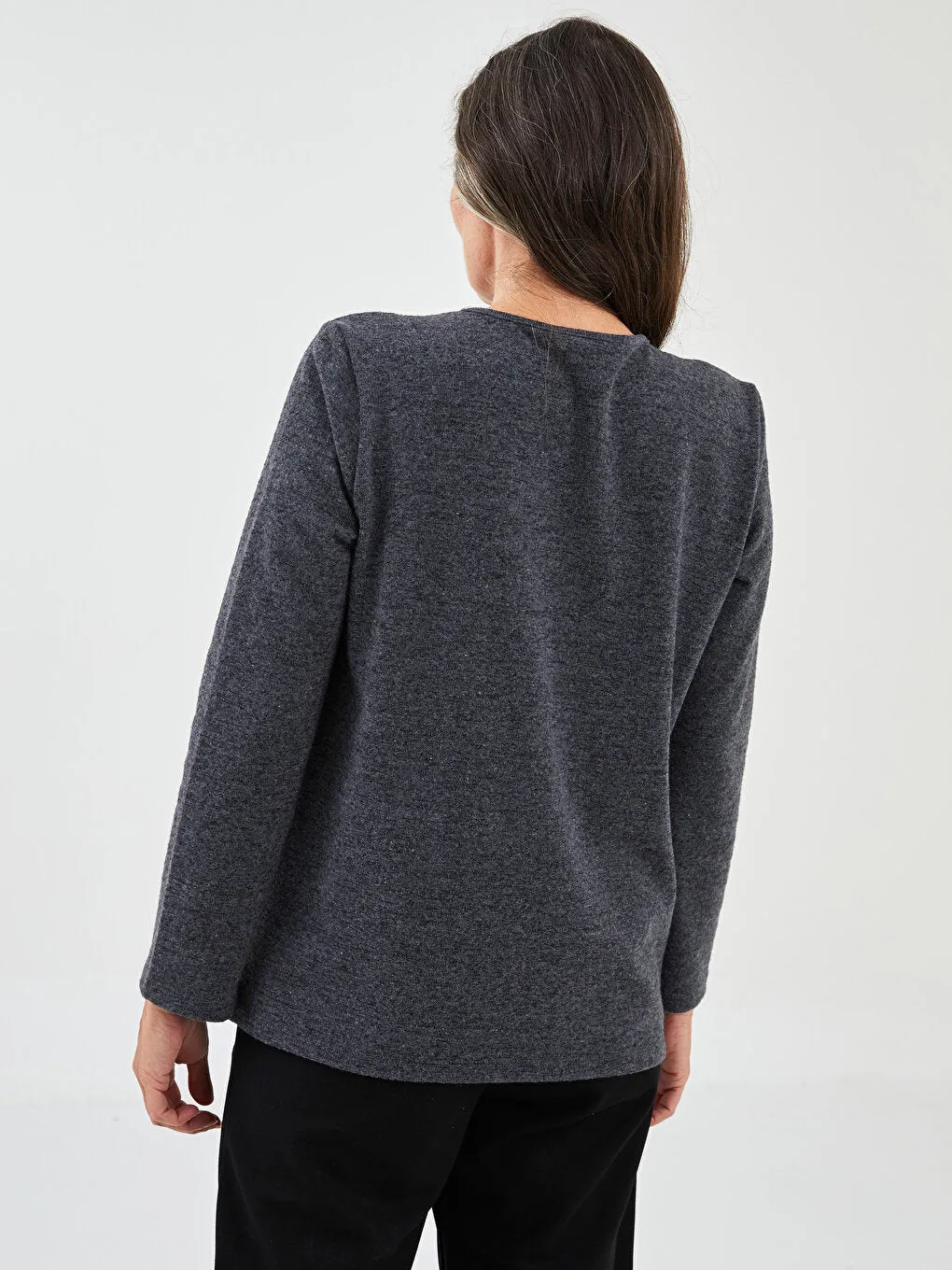 Crew Neck Patterned Long Sleeve Women's T-Shirt