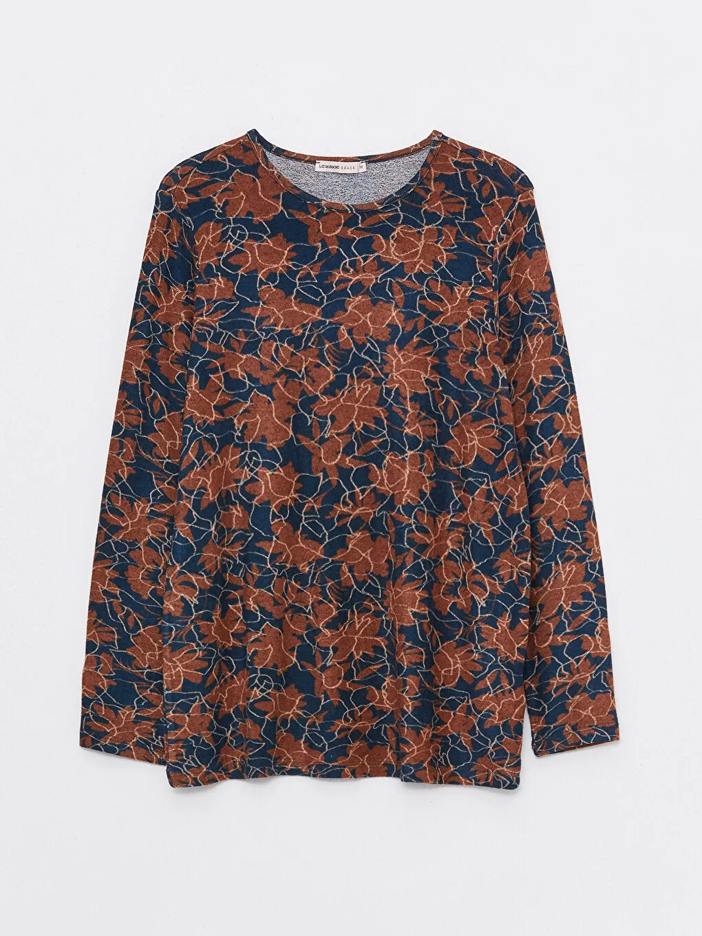 Crew Neck Patterned Long Sleeve Women's T-Shirt