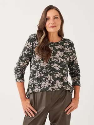 Crew Neck Patterned Long Sleeve Women's T-Shirt