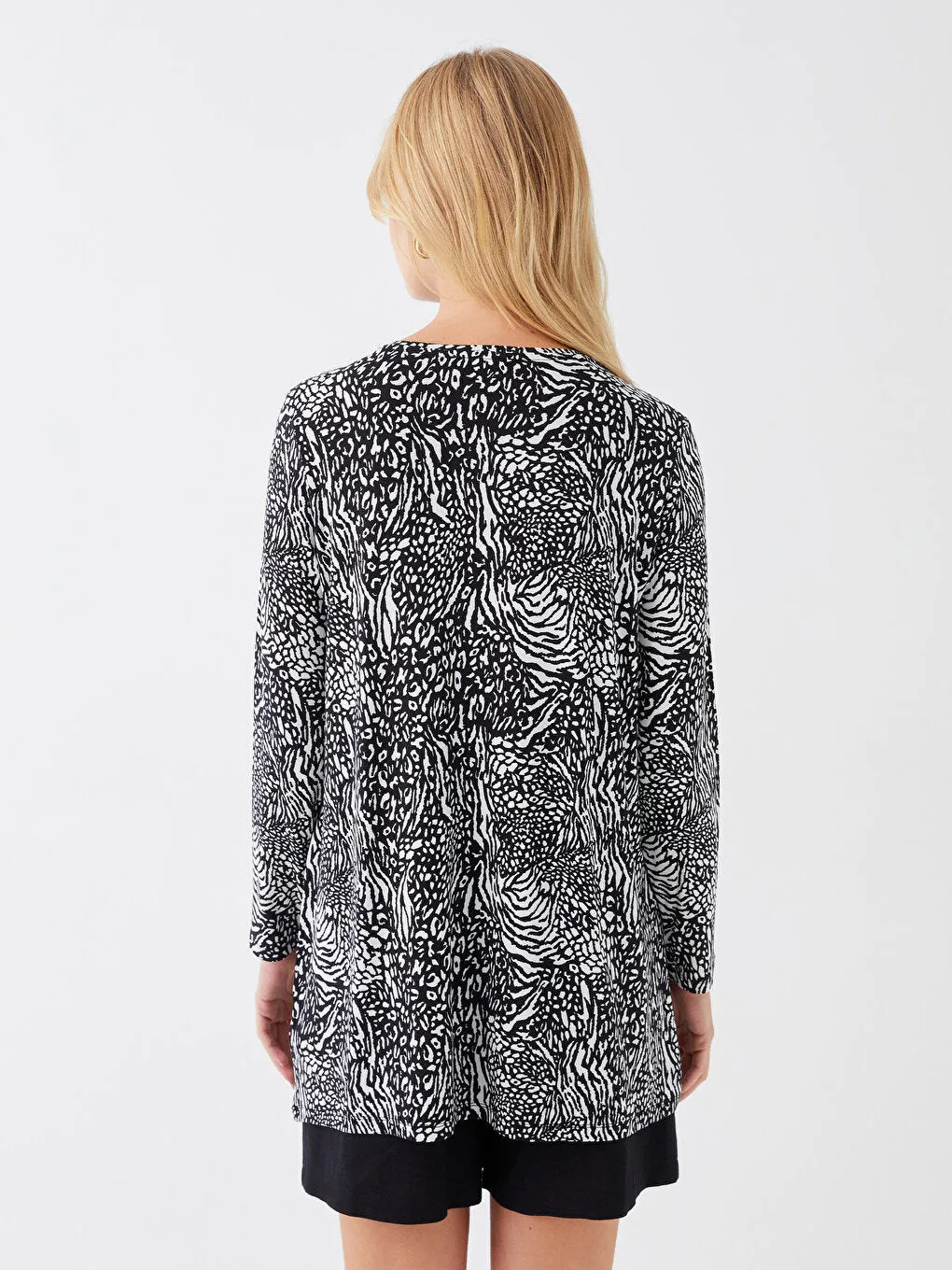 Crew Neck Patterned Long Sleeve Women's T-Shirt