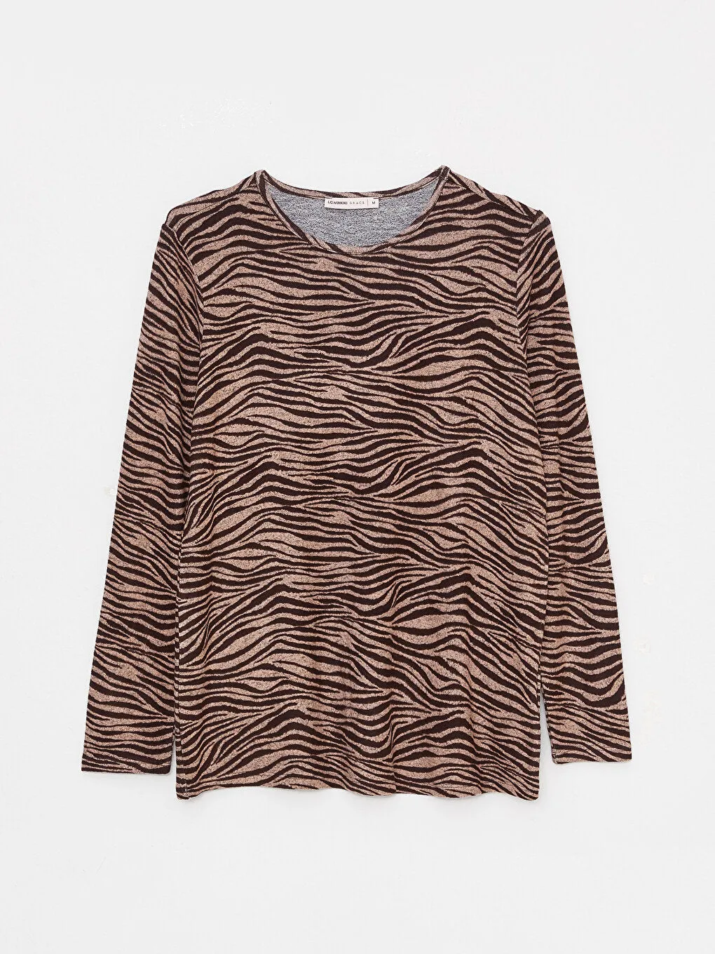 Crew Neck Patterned Long Sleeve Women's T-Shirt