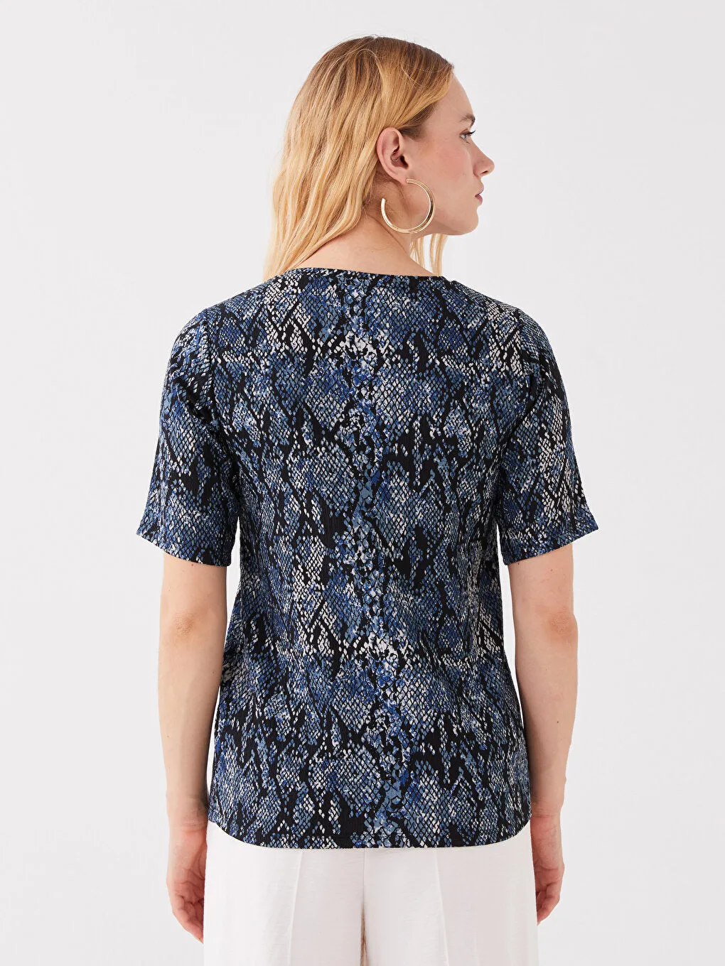 Crew Neck Patterned Short Sleeve Women's T-Shirt