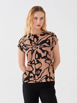 Crew Neck Patterned Short Sleeve Women's T-Shirt