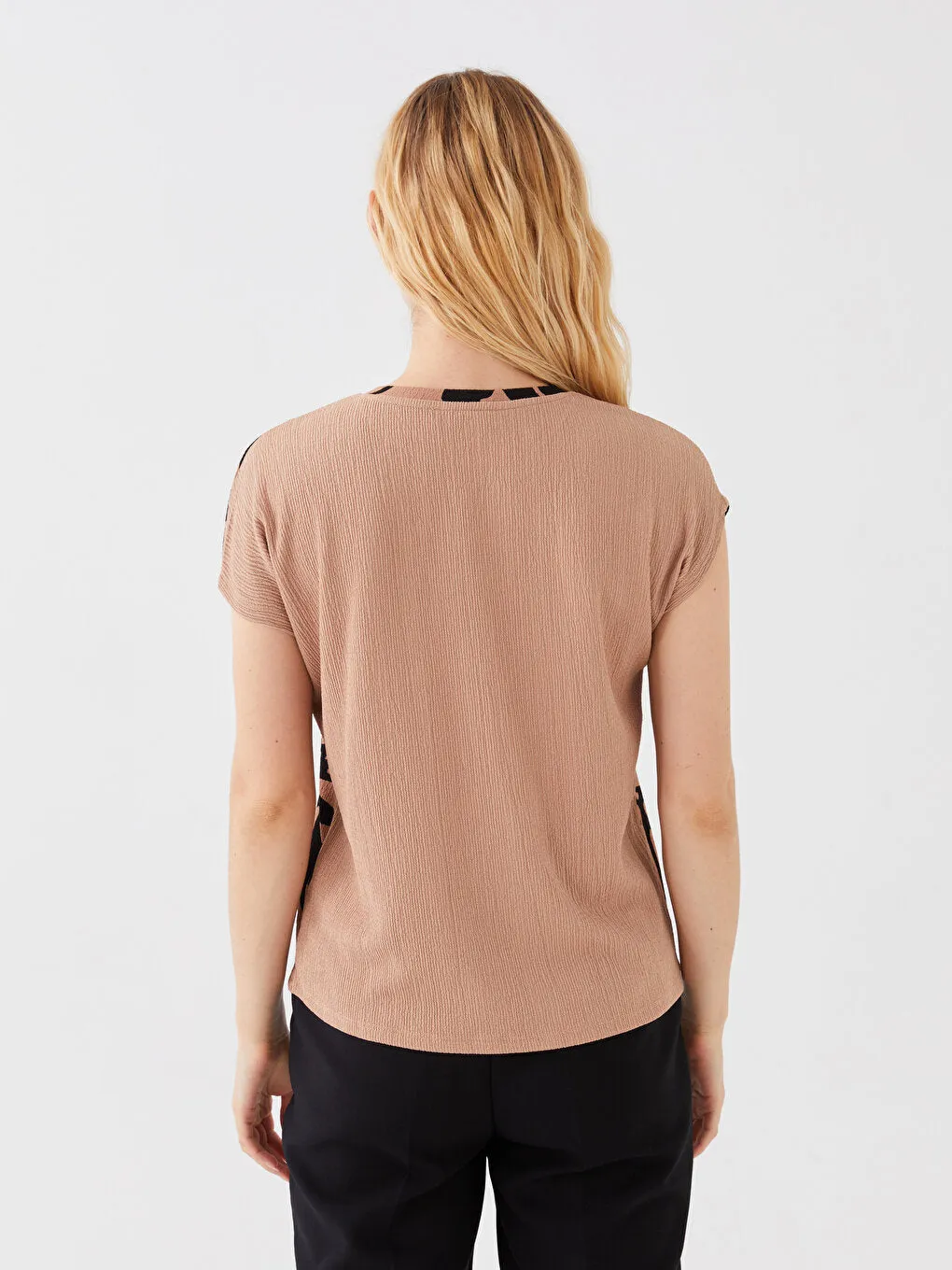 Crew Neck Patterned Short Sleeve Women's T-Shirt