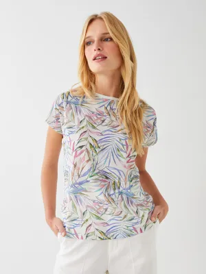 Crew Neck Patterned Short Sleeve Women's T-Shirt