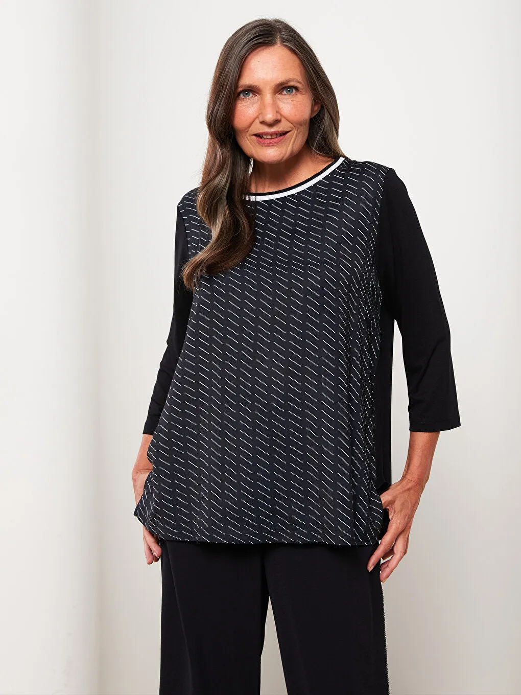 Crew Neck Patterned Women's T-Shirt