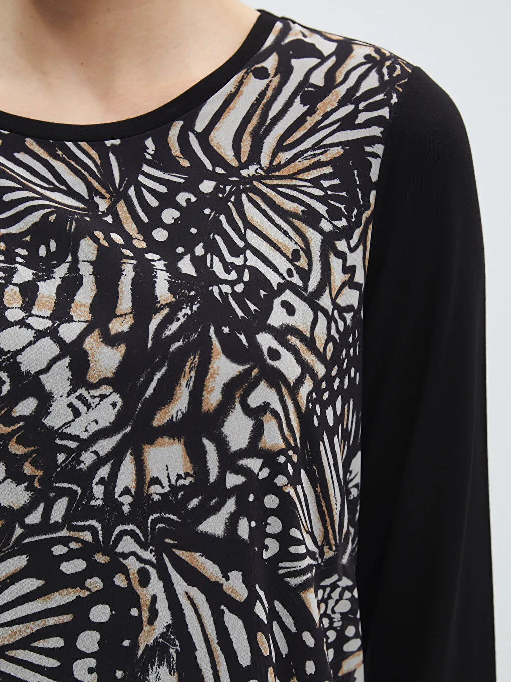 Crew Neck Patterned Women's T-Shirt