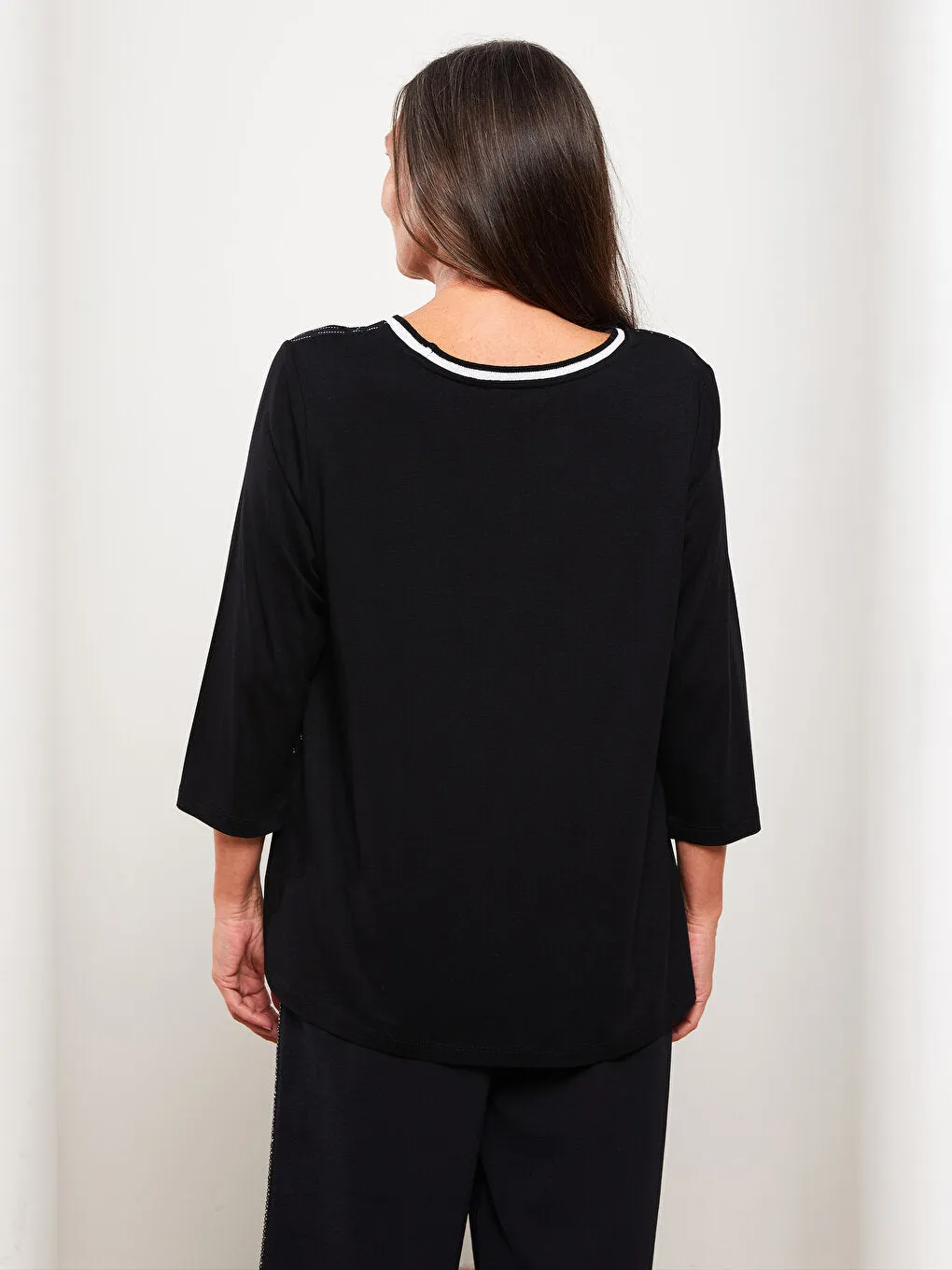 Crew Neck Patterned Women's T-Shirt