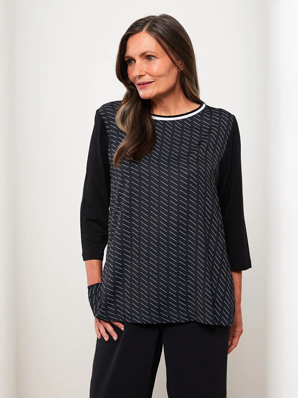 Crew Neck Patterned Women's T-Shirt
