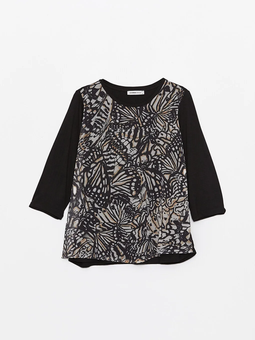 Crew Neck Patterned Women's T-Shirt