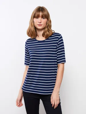 Crew Neck Striped Short Sleeve Women's T-Shirt