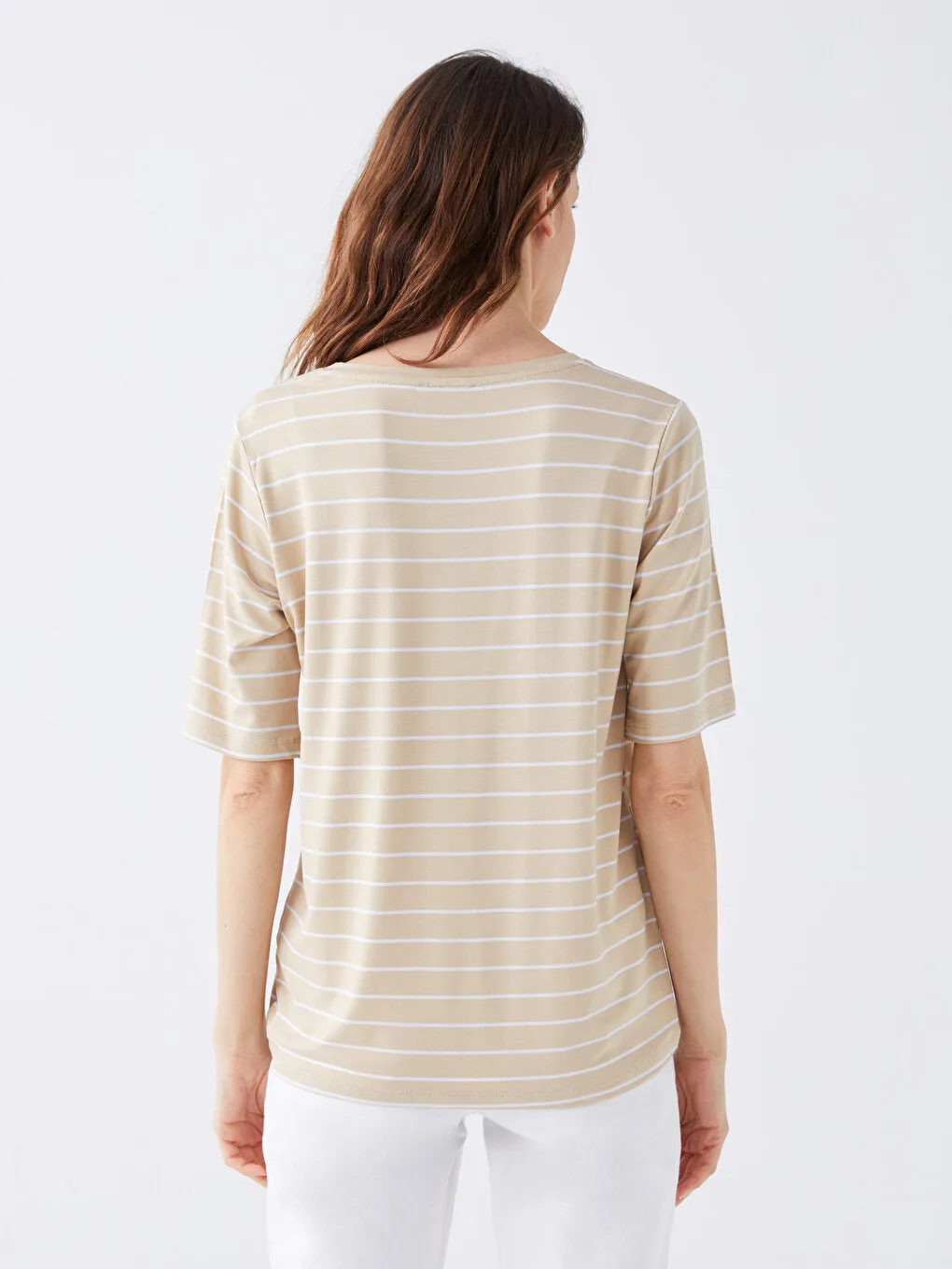 Crew Neck Striped Short Sleeve Women's T-Shirt