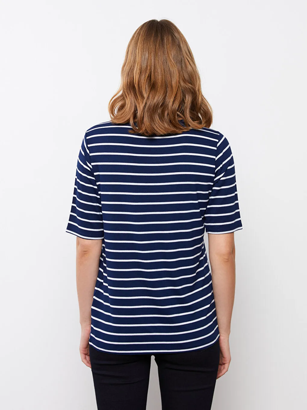 Crew Neck Striped Short Sleeve Women's T-Shirt