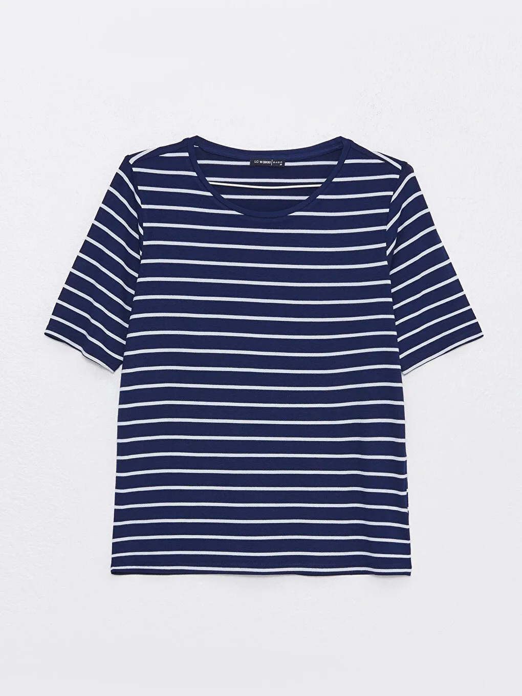 Crew Neck Striped Short Sleeve Women's T-Shirt