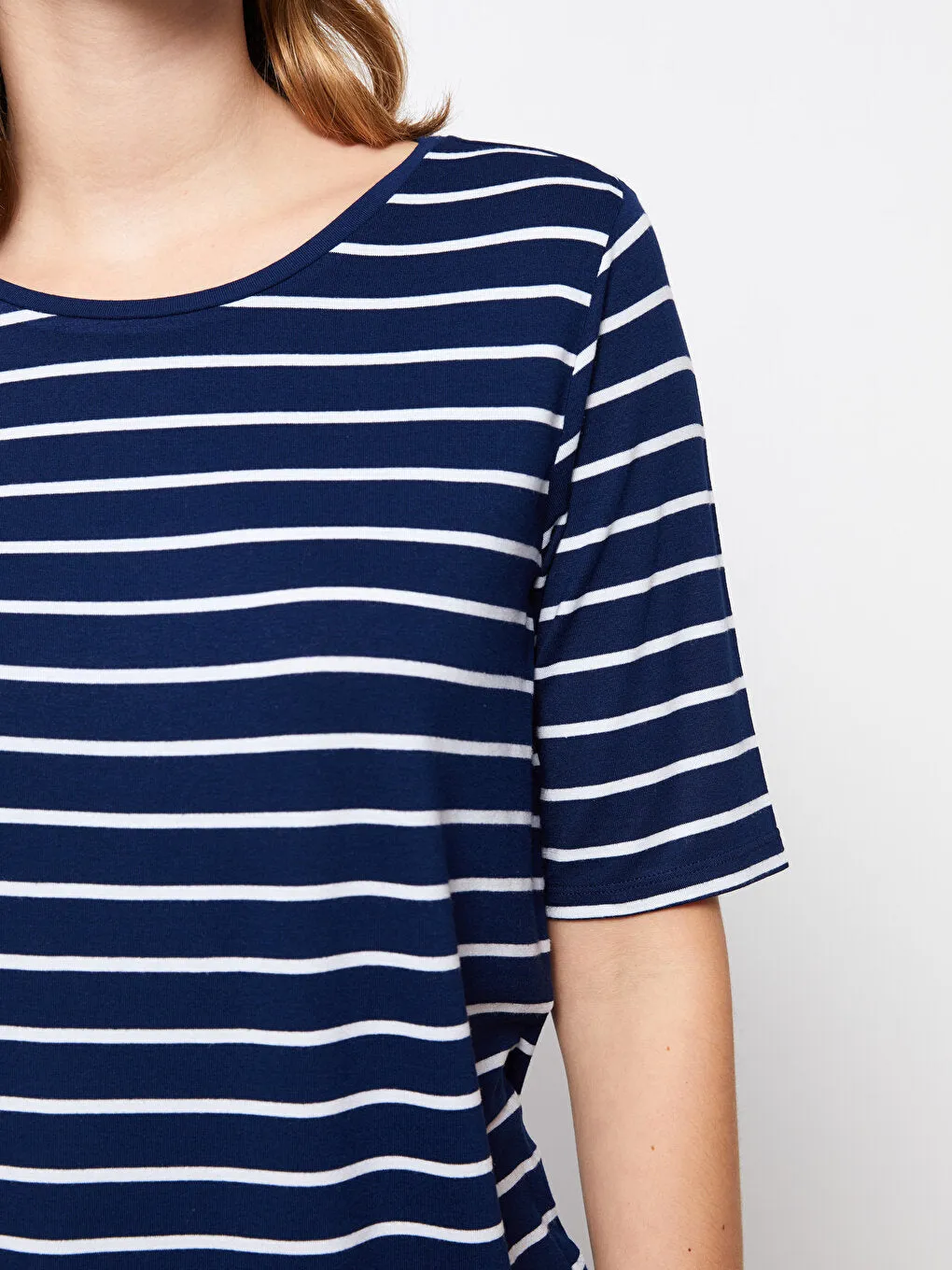 Crew Neck Striped Short Sleeve Women's T-Shirt