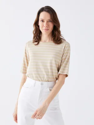 Crew Neck Striped Short Sleeve Women's T-Shirt